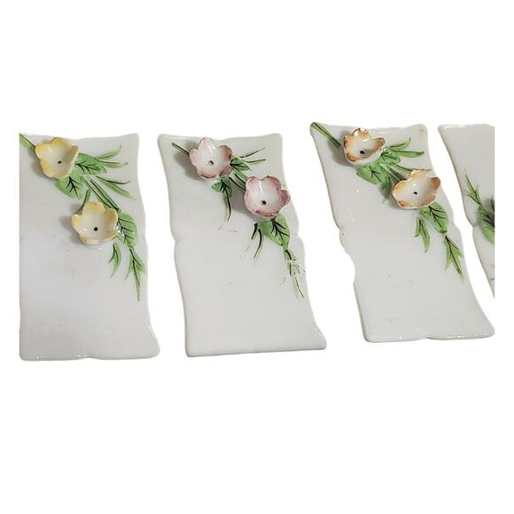 Vintage Royal Adderley Place Name Card Holders Floral Bone China England 6 - Picture 6 of 12